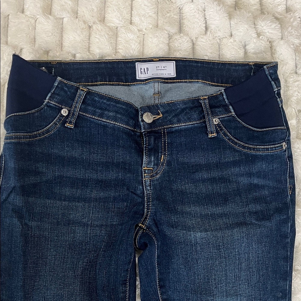 GAP Women's Maternity Dark Blue Jeans with Side Bands